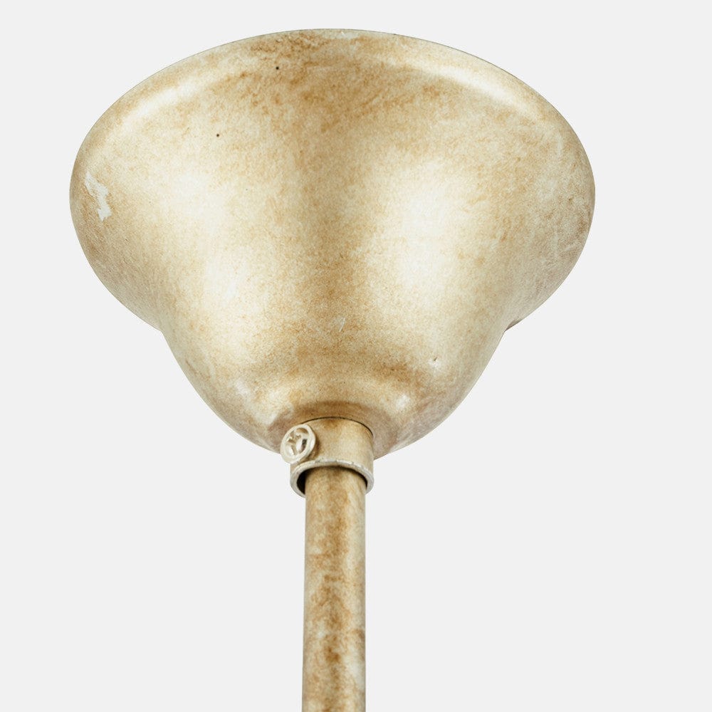 Belle Antique Silver Leaf Metal & Beaded 5 Light Chandelier Pendant.