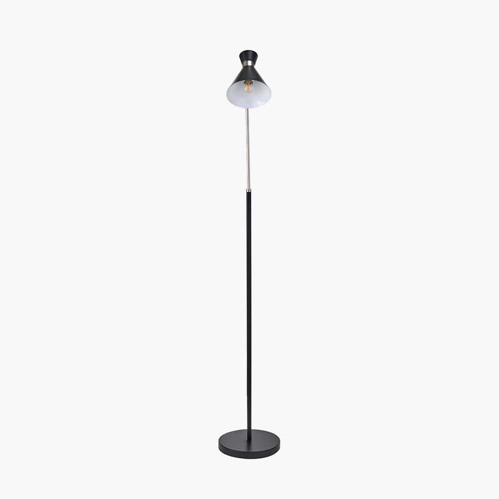 Benedict Black and Brushed Silver Metal Floor Lamp.