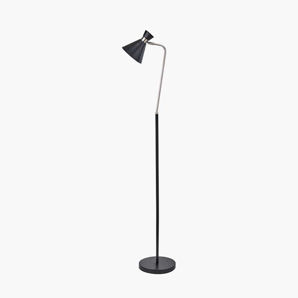 Benedict Black and Brushed Silver Metal Floor Lamp.
