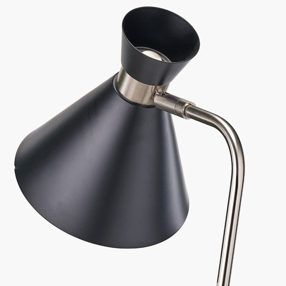 Benedict Black and Brushed Silver Metal Floor Lamp.