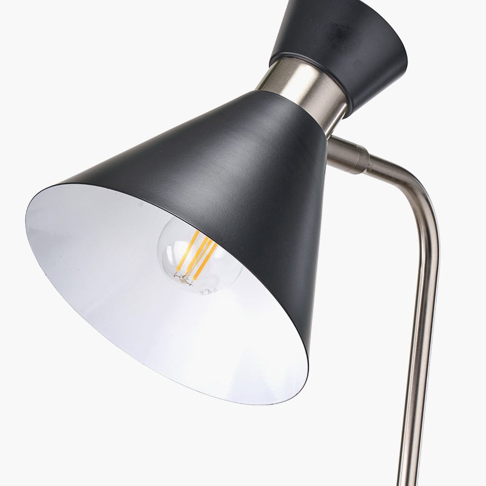 Benedict Black and Brushed Silver Metal Floor Lamp.
