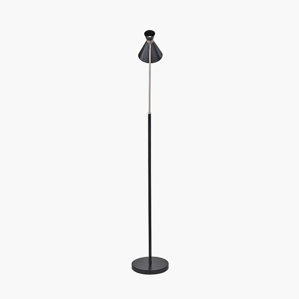 Benedict Black and Brushed Silver Metal Floor Lamp.