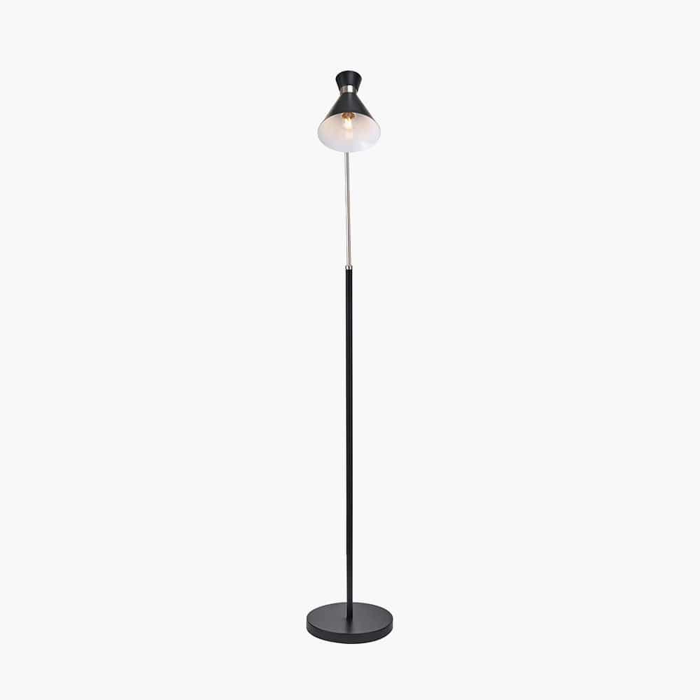 Benedict Black and Brushed Silver Metal Floor Lamp.