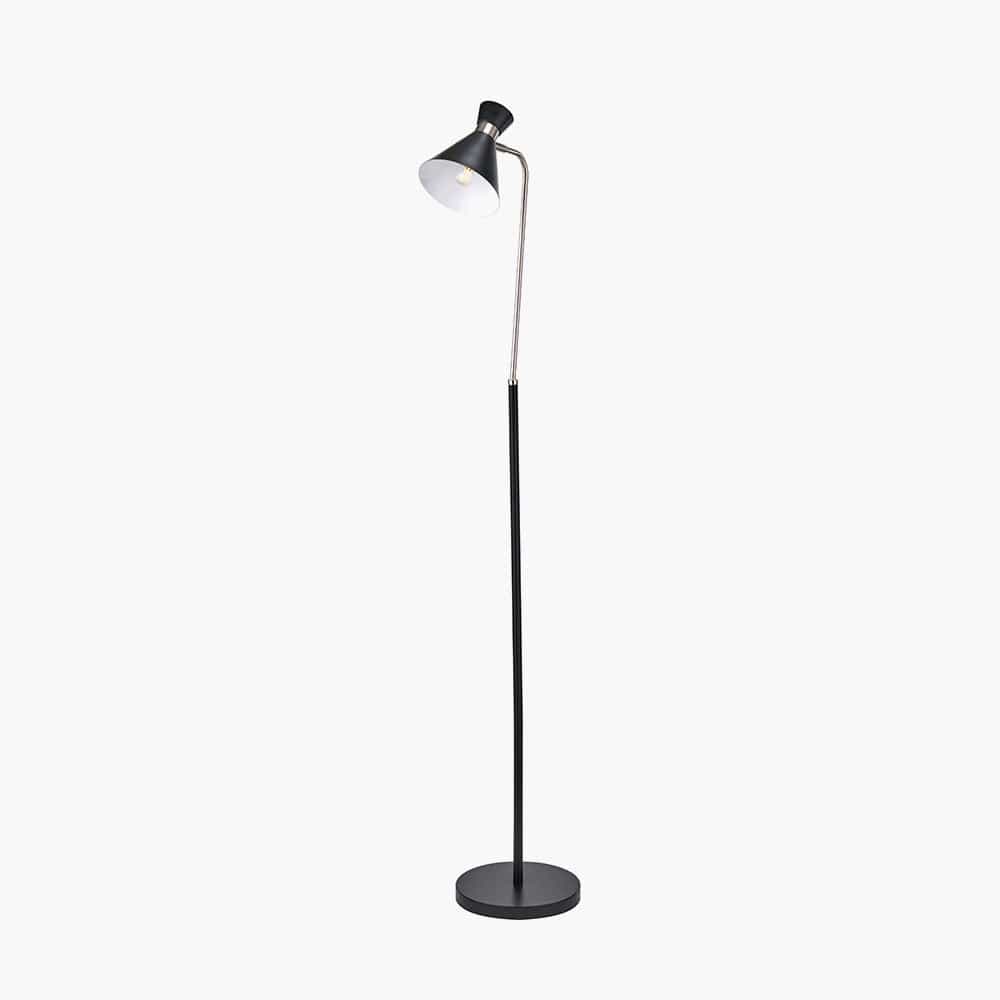 Benedict Black and Brushed Silver Metal Floor Lamp.