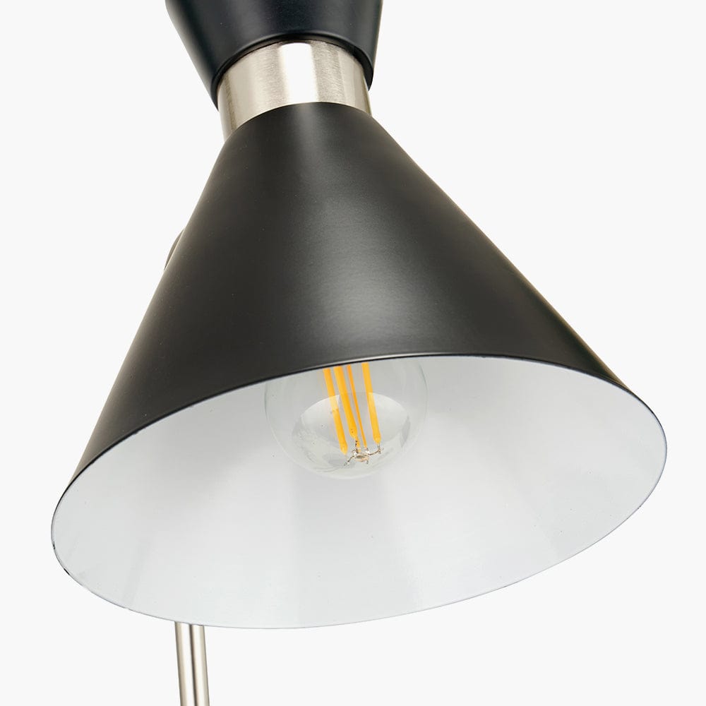 Benedict Black and Brushed Silver Metal Table Lamp.