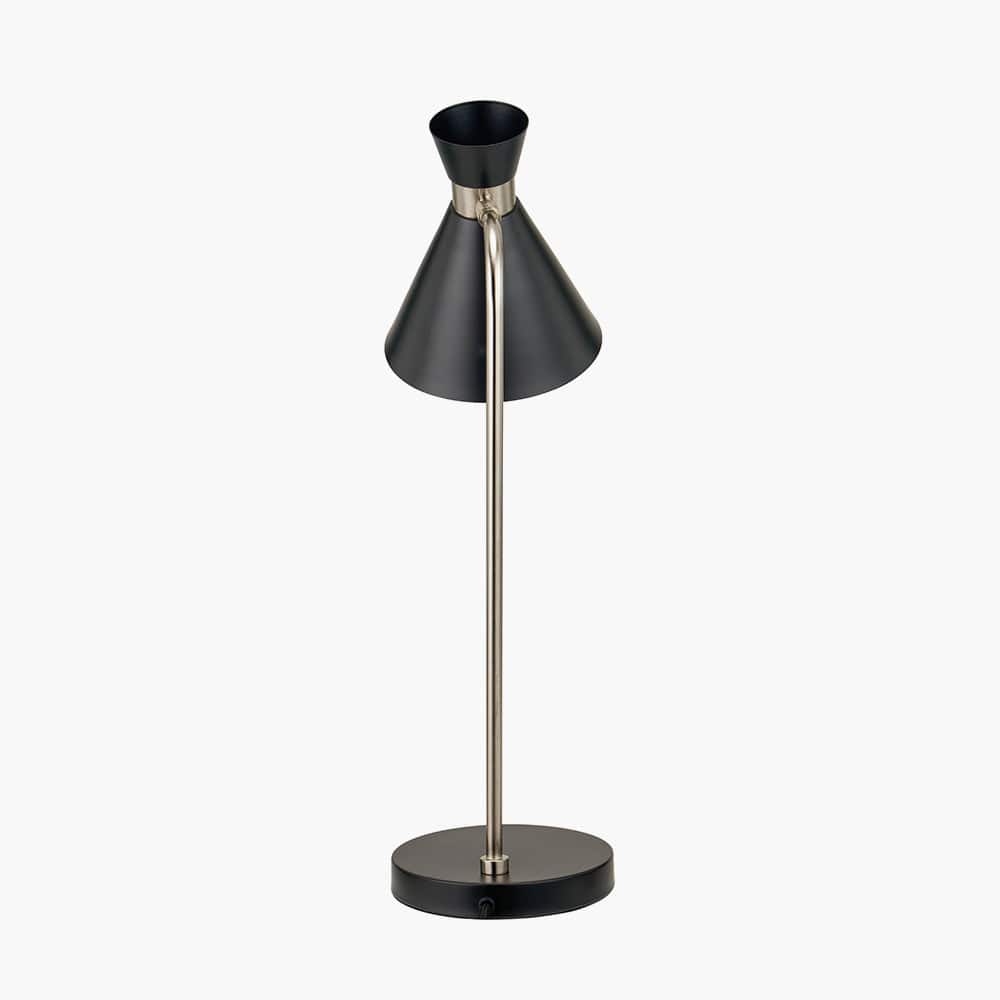 Benedict Black and Brushed Silver Metal Table Lamp.