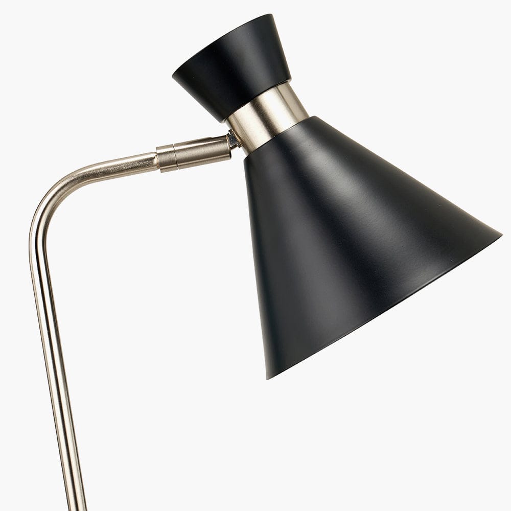 Benedict Black and Brushed Silver Metal Table Lamp.