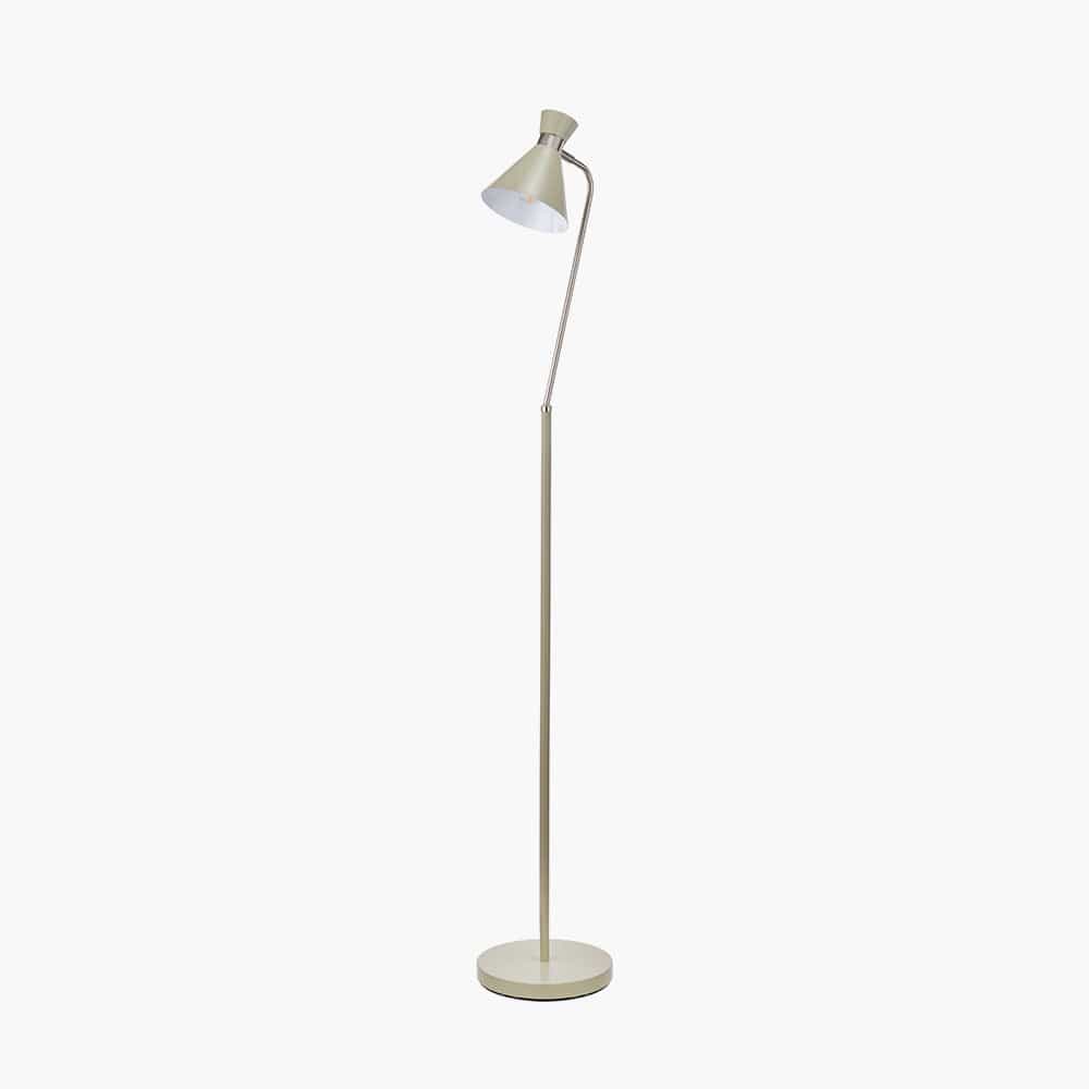 Benedict Sage and Brushed Silver Metal Floor Lamp.