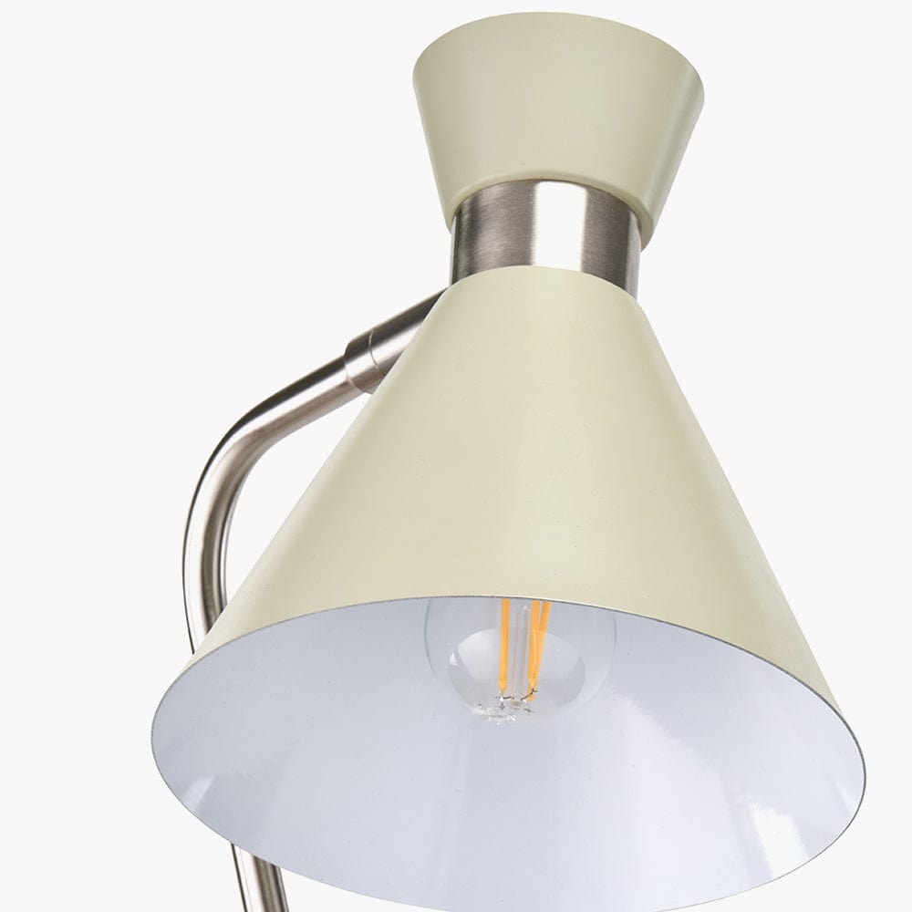 Benedict Sage and Brushed Silver Metal Floor Lamp.