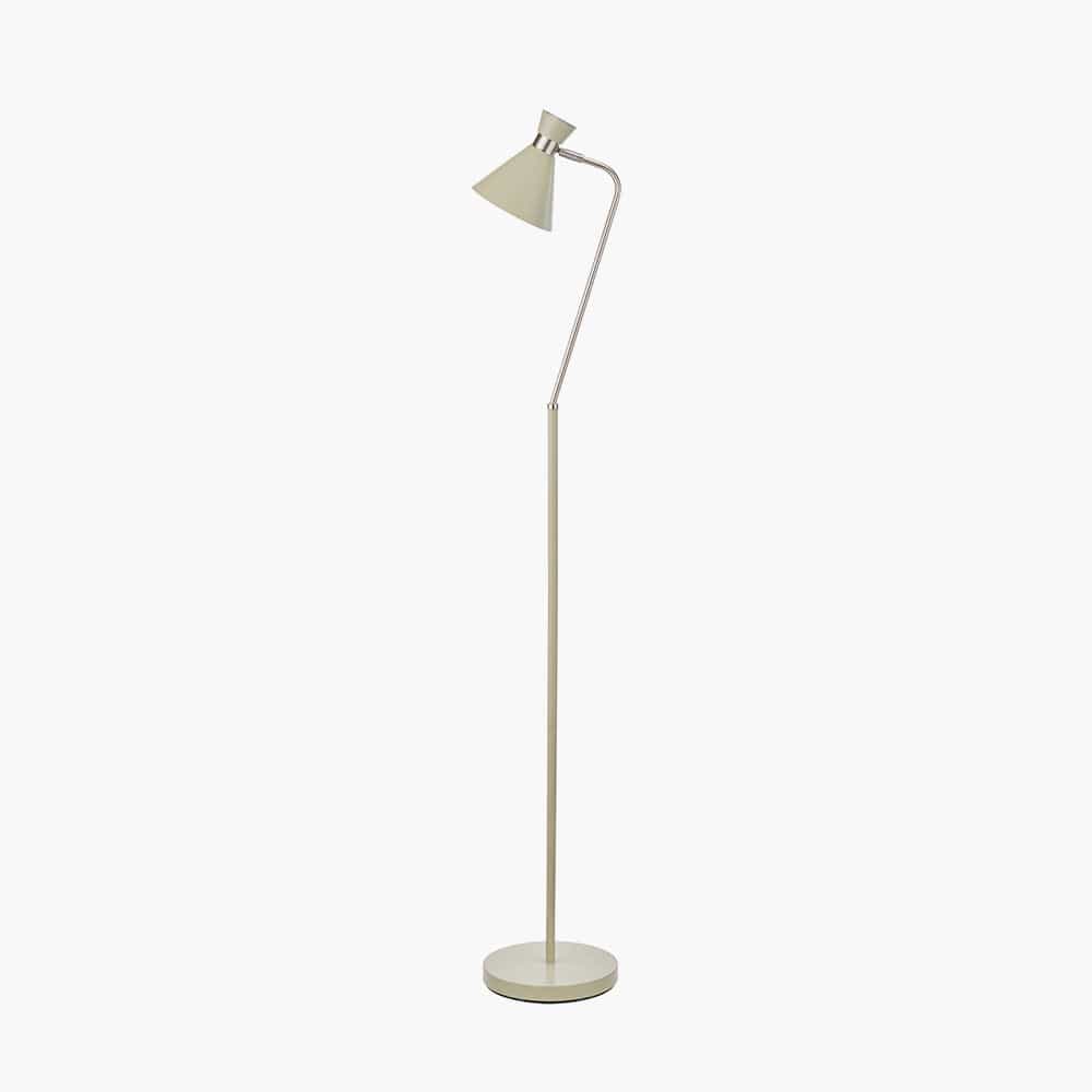 Benedict Sage and Brushed Silver Metal Floor Lamp.
