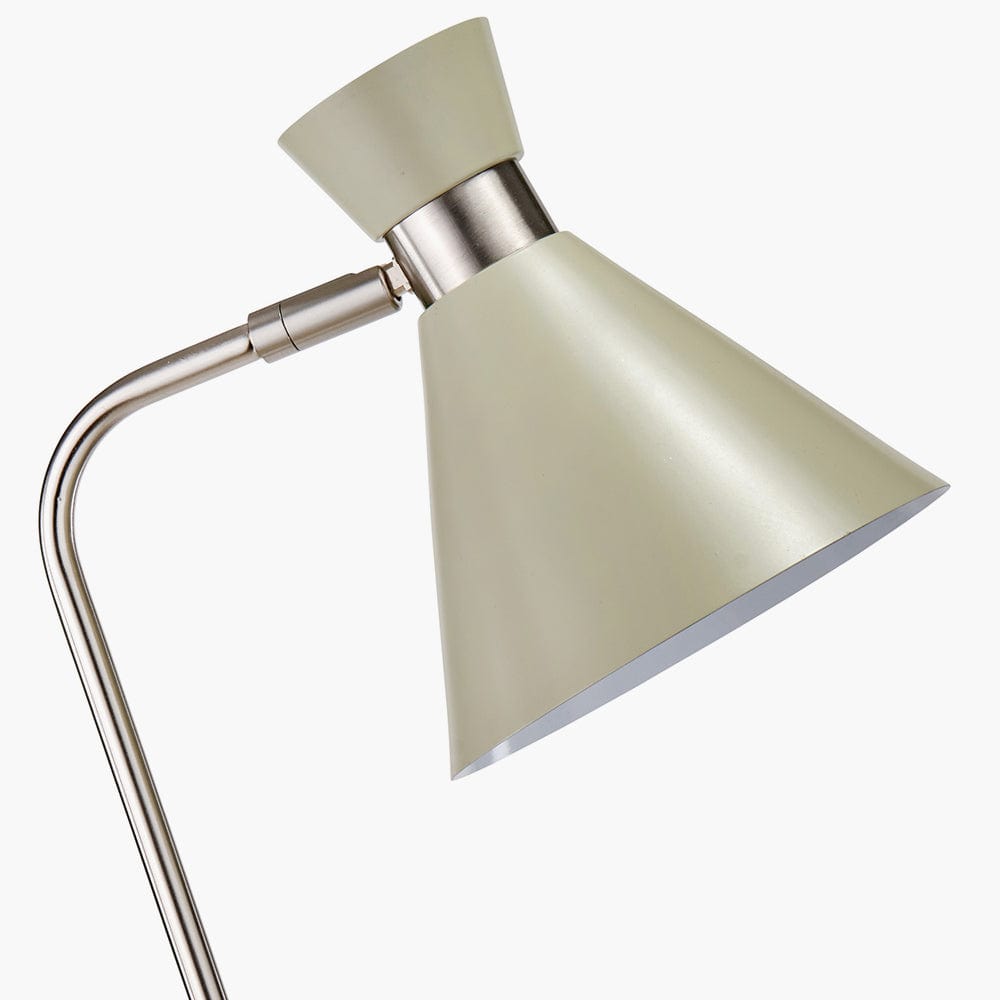 Benedict Sage and Brushed Silver Metal Floor Lamp.