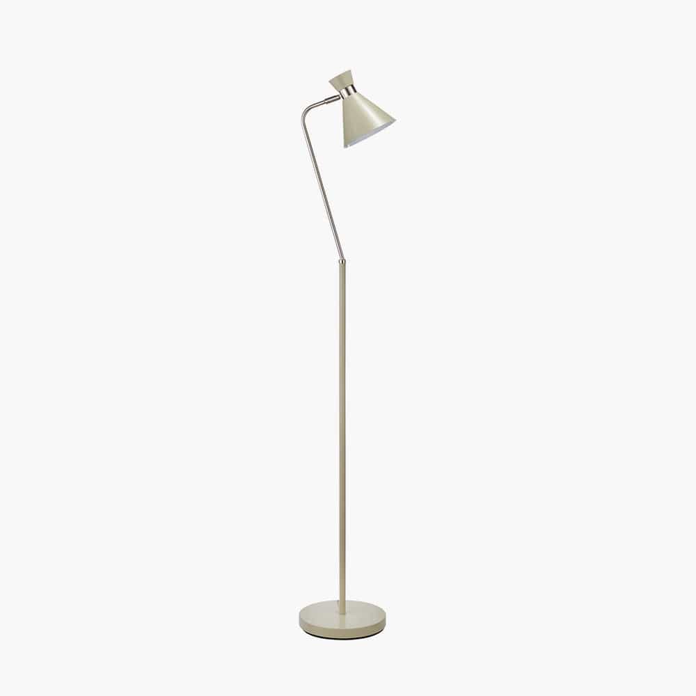 Benedict Sage and Brushed Silver Metal Floor Lamp.
