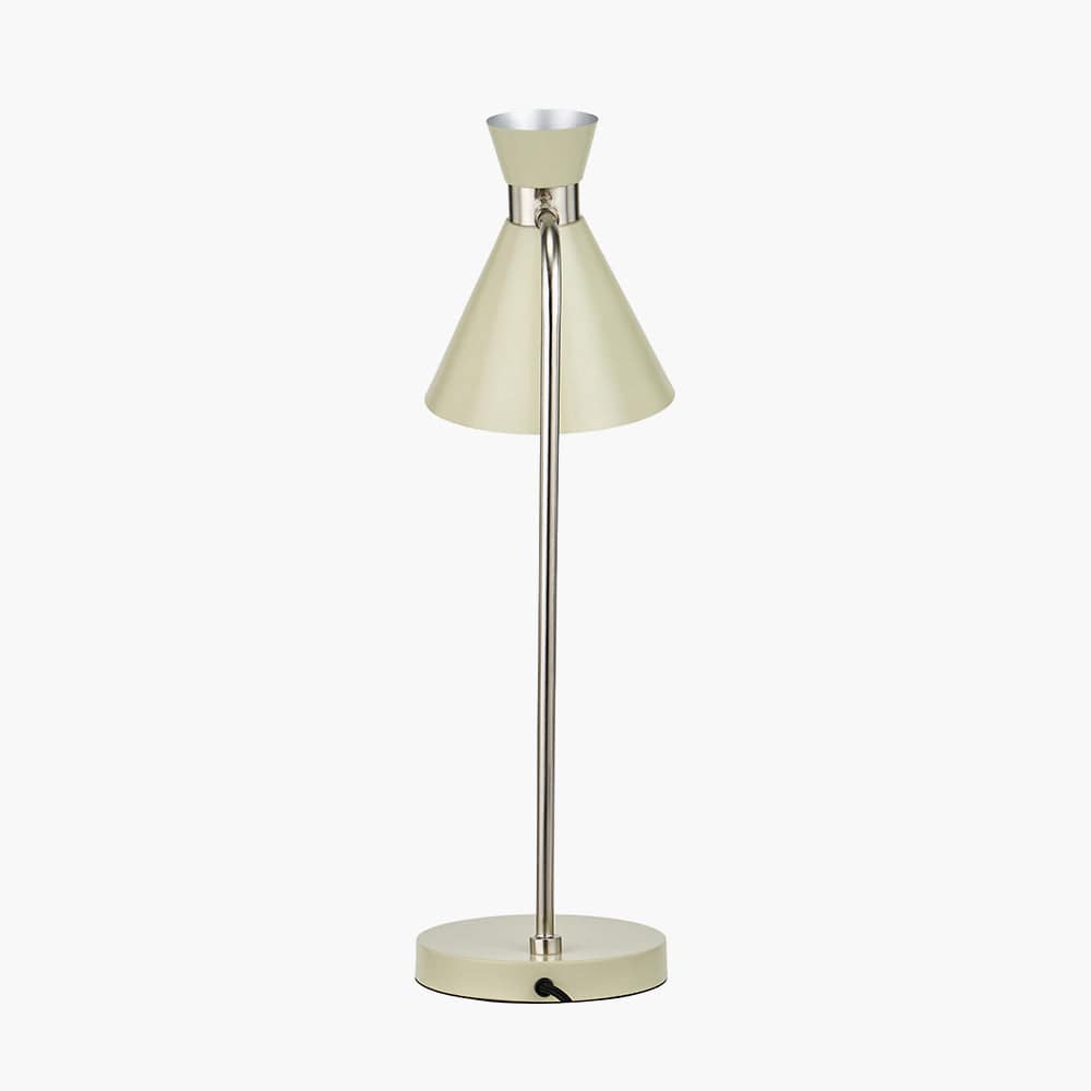 Benedict Sage and Brushed Silver Metal Table Lamp.