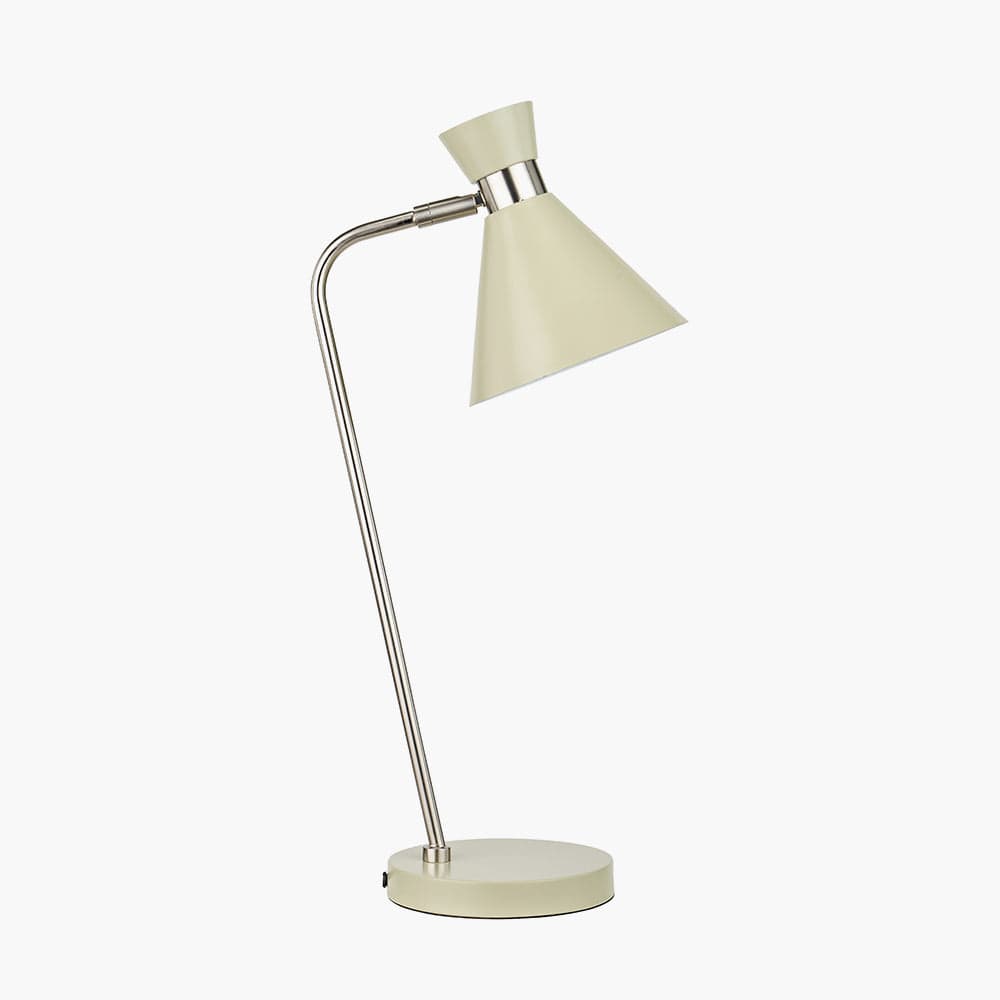 Benedict Sage and Brushed Silver Metal Table Lamp.