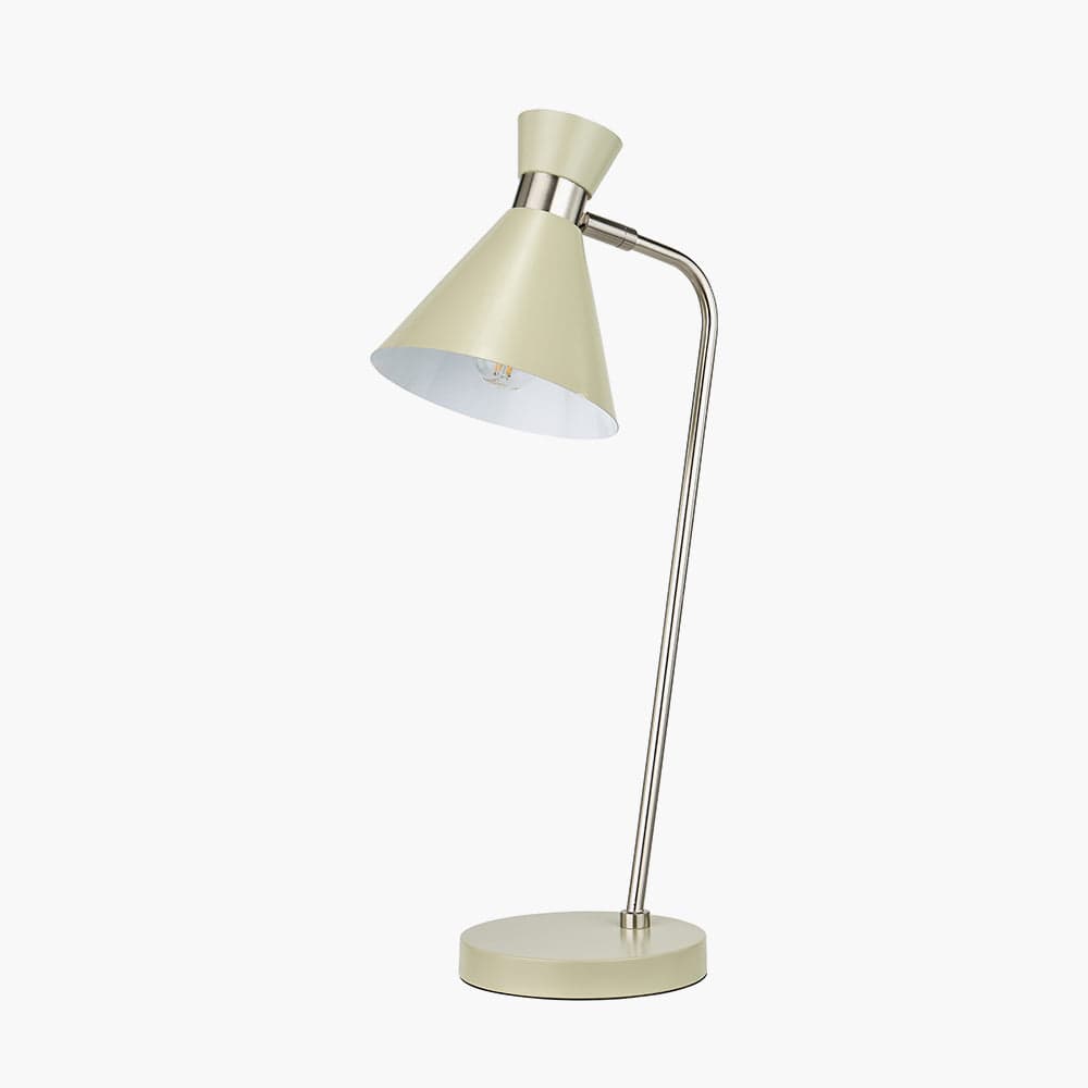Benedict Sage and Brushed Silver Metal Table Lamp.