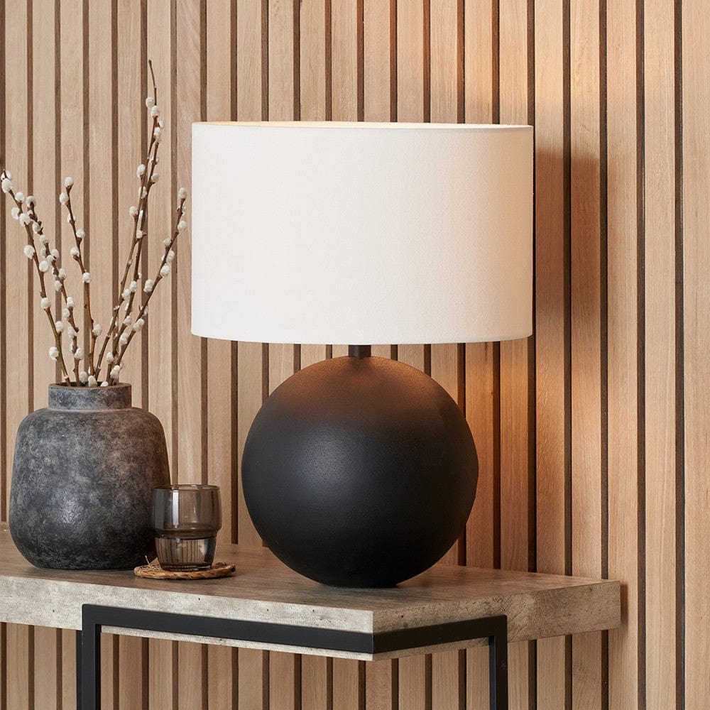 Benio Matt Black Metal Spherical Table Lamp Base.