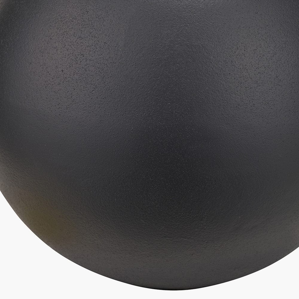 Benio Matt Black Metal Spherical Table Lamp Base with Vienna 35cm Black Chevron Mushroom Pleat Lampshade.