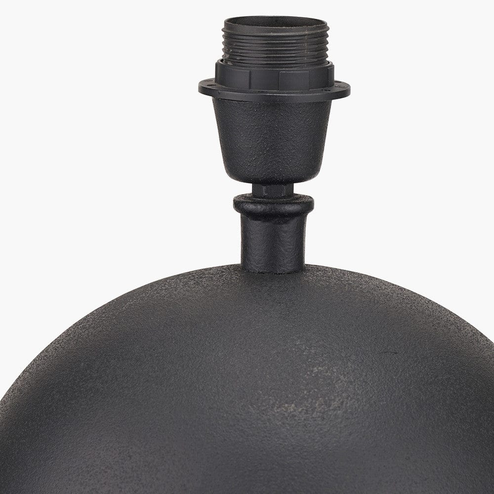 Benio Matt Black Metal Spherical Table Lamp Base with Vienna 35cm Black Chevron Mushroom Pleat Lampshade.