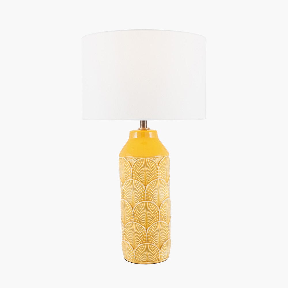 Bethan Embossed Mustard Ceramic Table Lamp.