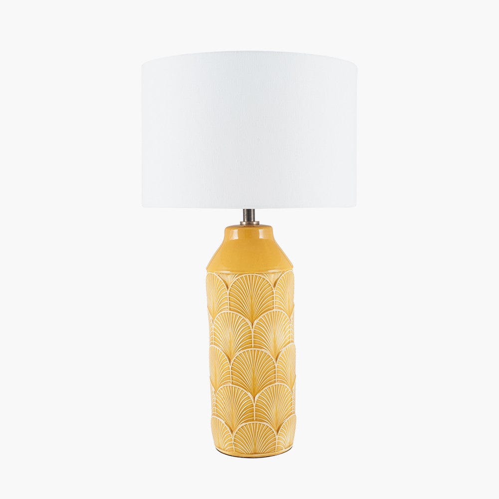 Bethan Embossed Mustard Ceramic Table Lamp.