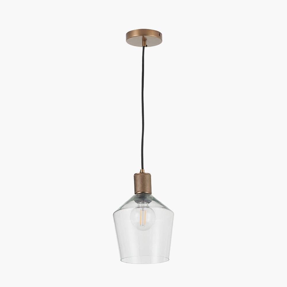 Pacific Lifestyle Lighting Bexley Clear Glass with Antique Brass Fitting Elec Pendant House of Isabella UK