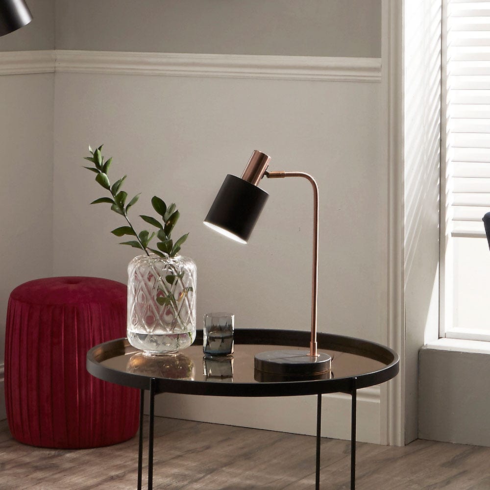 Biba Black and Antique Copper Metal Task Table Lamp.