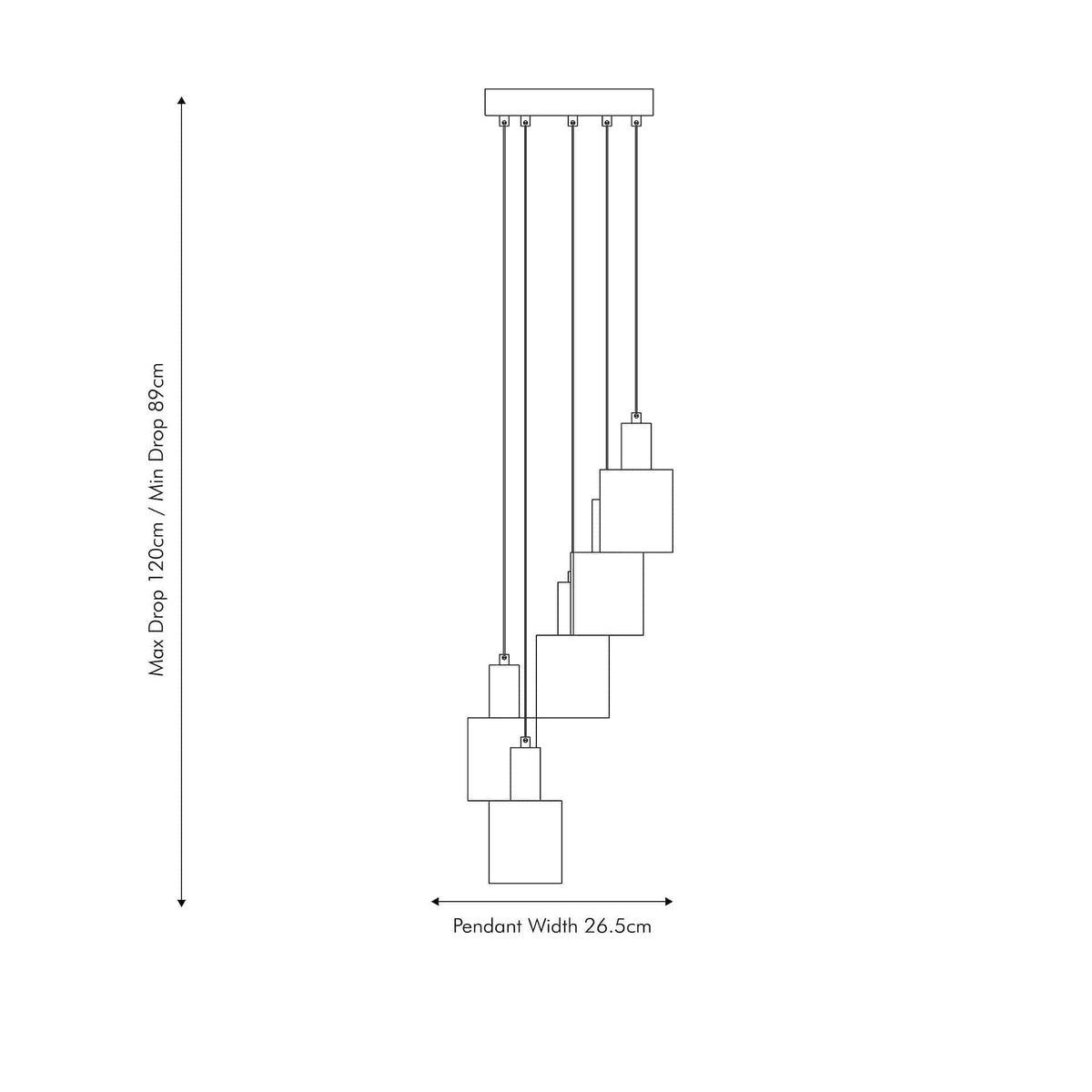 Biba Black & Antique Copper 5 Drop Pendant.