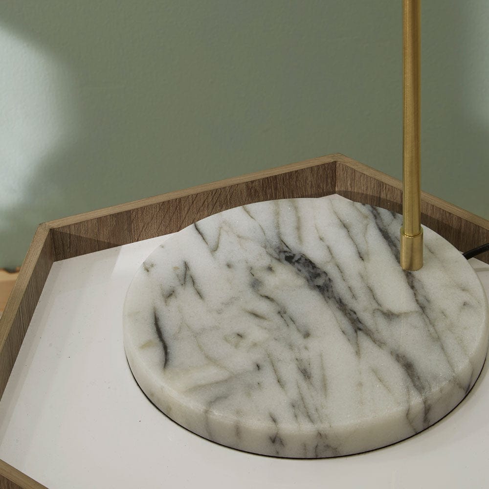 Biba Marble Footed White and Gold Retro Floor Lamp.