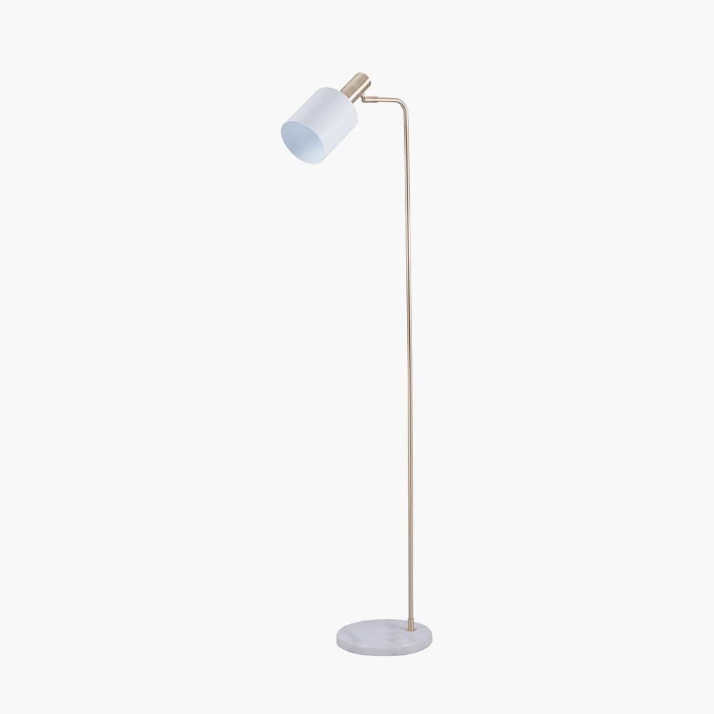 Biba Marble Footed White and Gold Retro Floor Lamp.