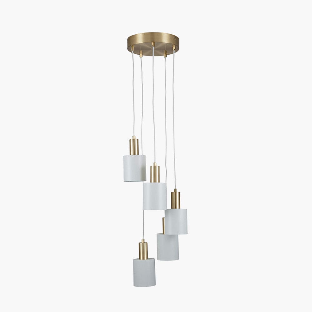 Pacific Lifestyle Lighting Biba White and Gold Five Drop Pendant House of Isabella UK