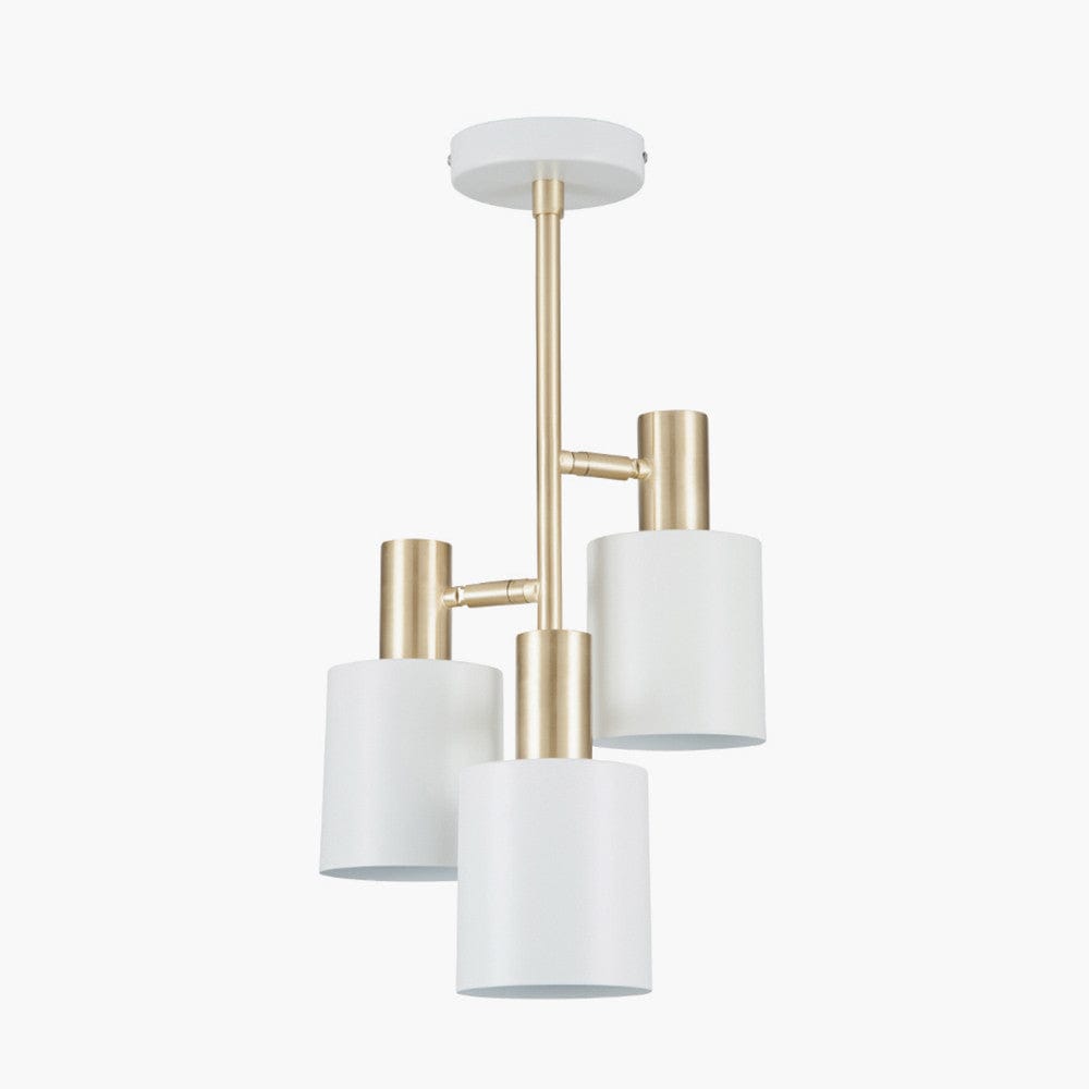 Biba White & Brass 3 Light Electrified Pendant.