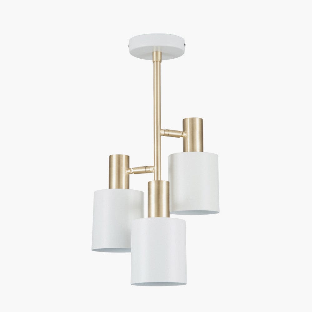 Pacific Lifestyle Lighting Biba White & Brass 3 Light Electrified Pendant House of Isabella UK