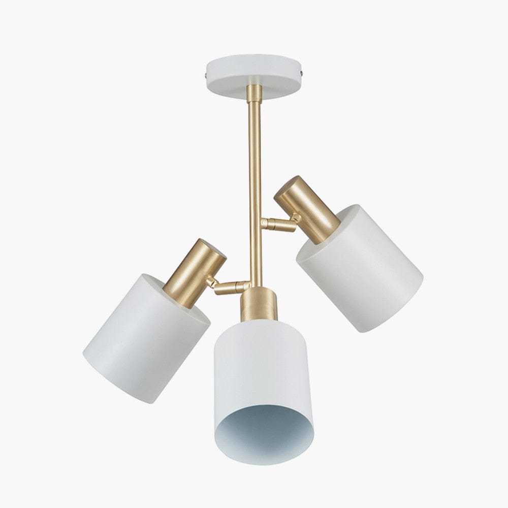 Biba White & Brass 3 Light Electrified Pendant.