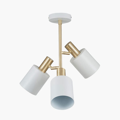 Pacific Lifestyle Lighting Biba White & Brass 3 Light Electrified Pendant House of Isabella UK