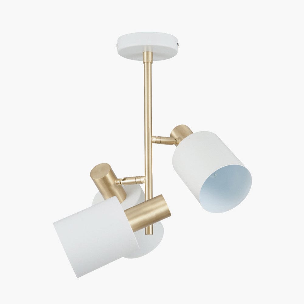 Biba White & Brass 3 Light Electrified Pendant.