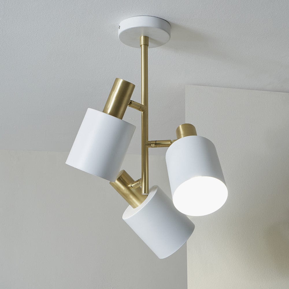 Pacific Lifestyle Lighting Biba White & Brass 3 Light Electrified Pendant House of Isabella UK