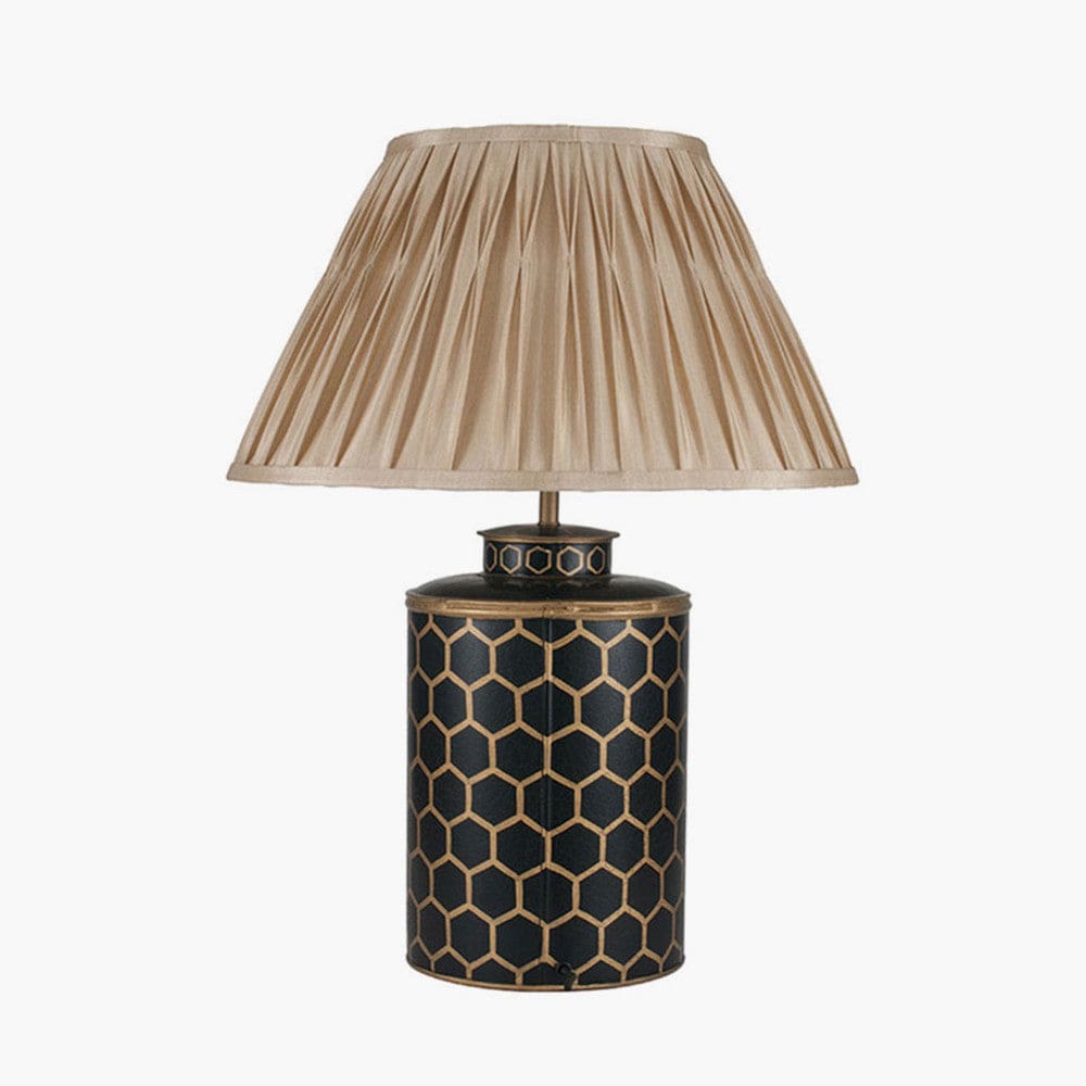Black Honeycomb Hand Painted Metal Table Lamp - Base Only.