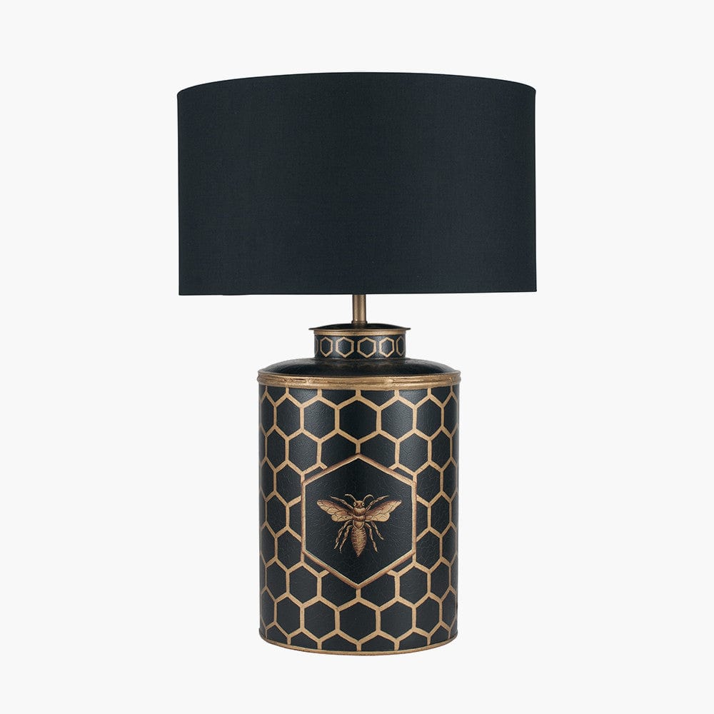 Black Honeycomb Hand Painted Metal Table Lamp - Base Only.