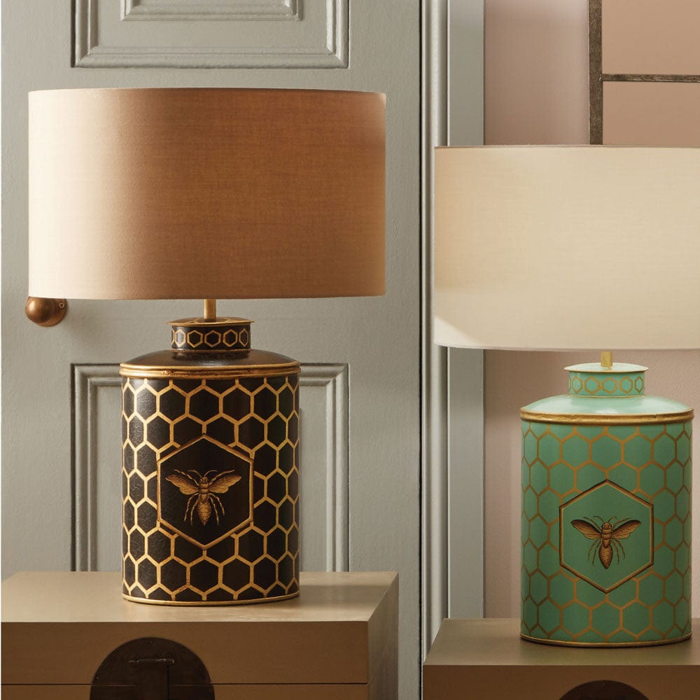 Black Honeycomb Hand Painted Metal Table Lamp - Base Only.