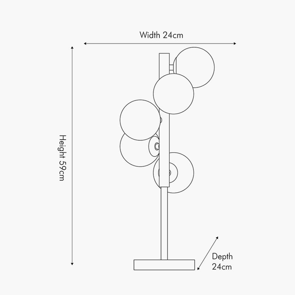 Blair Smoke Glass Ball and Black Metal Table Lamp.