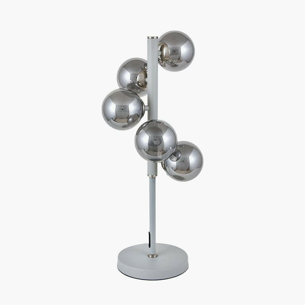 Blair Smoke Glass Ball and Grey Metal Table Lamp | OUTLET.