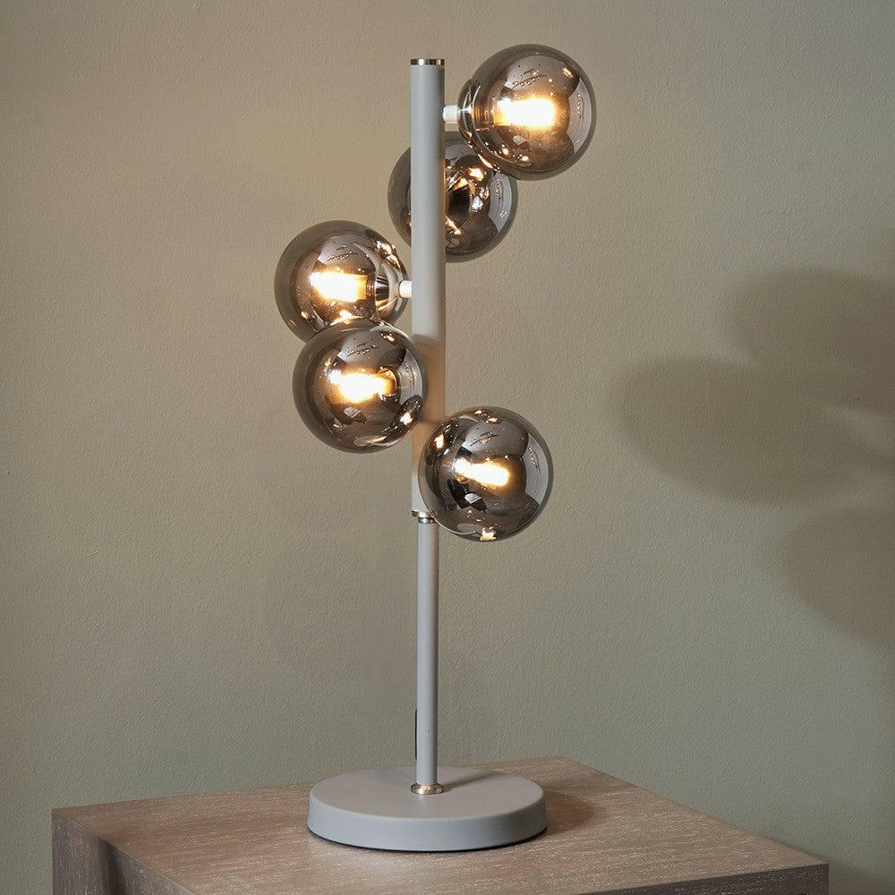 Blair Smoke Glass Ball and Grey Metal Table Lamp | OUTLET.