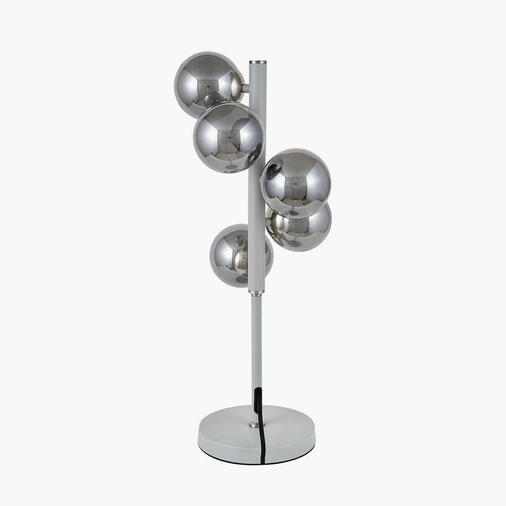 Blair Smoke Glass Ball and Grey Metal Table Lamp | OUTLET.