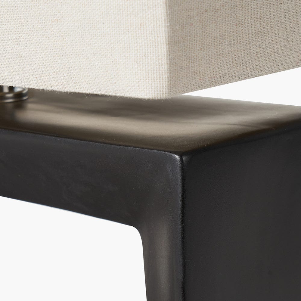 Block Black Ceramic Rectangular Table Lamp.