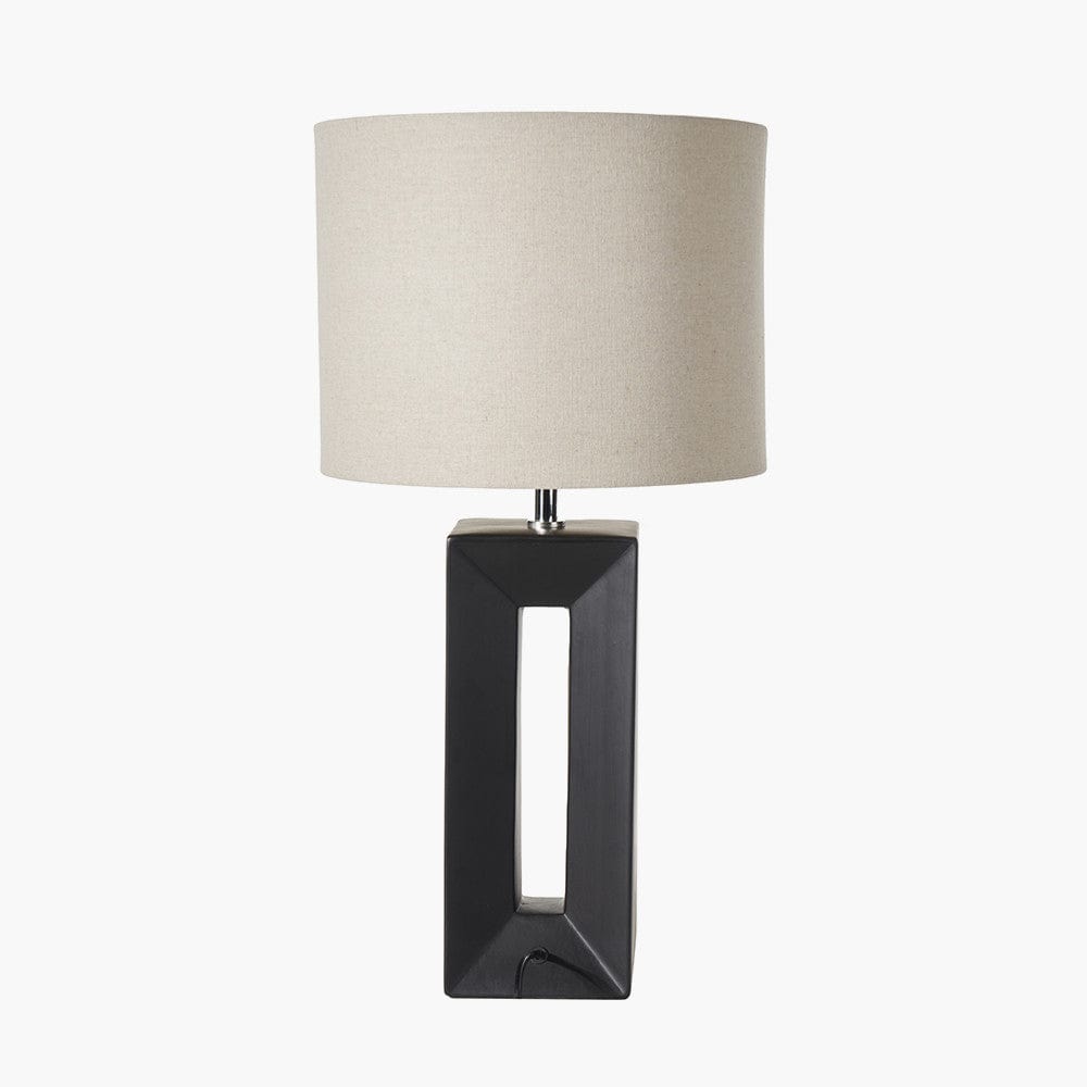 Block Black Ceramic Tall Table Lamp.
