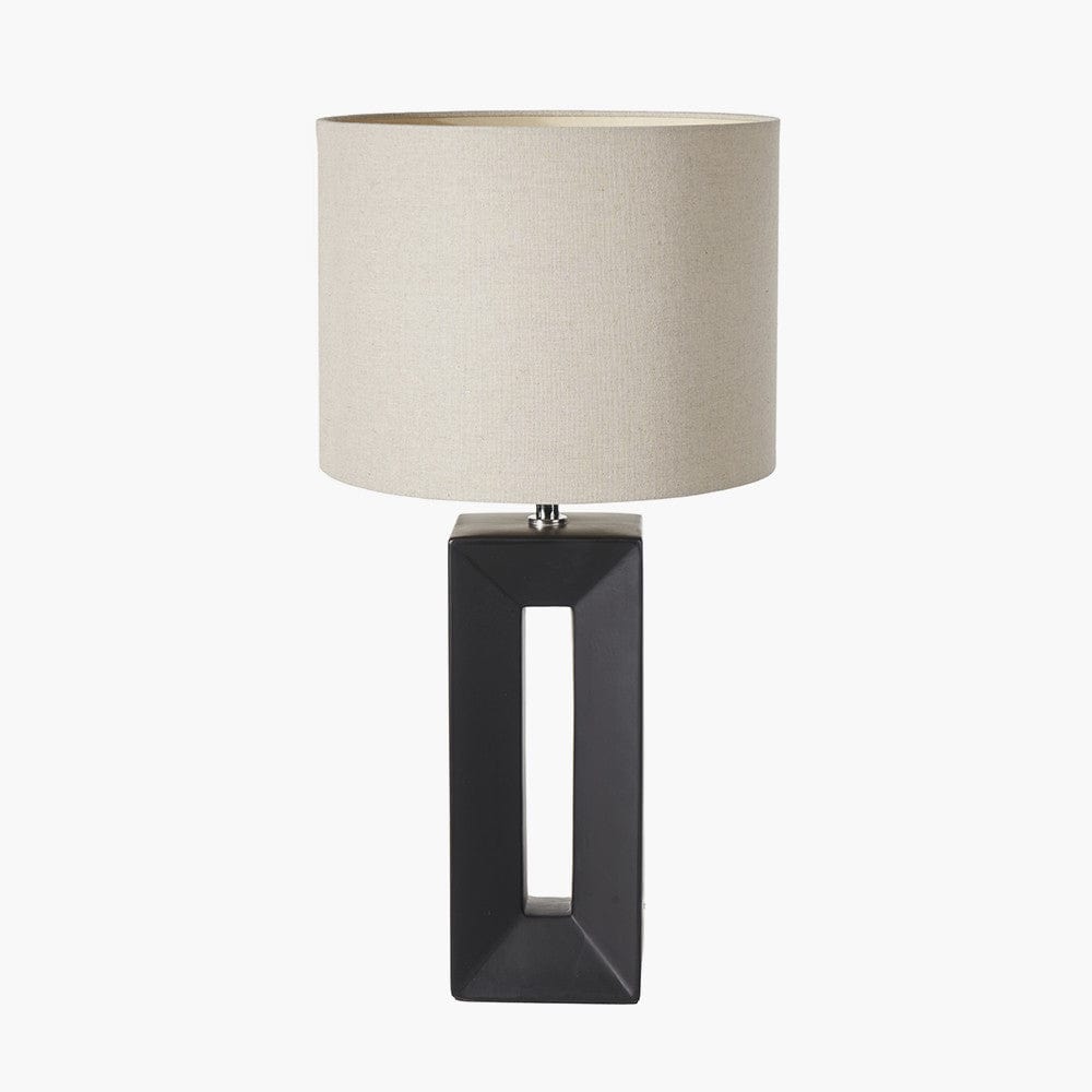 Block Black Ceramic Tall Table Lamp.