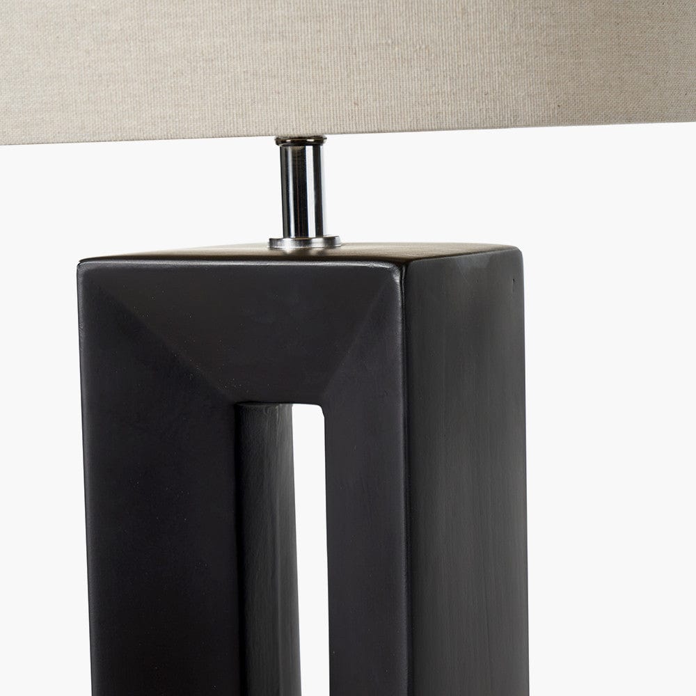 Block Black Ceramic Tall Table Lamp.