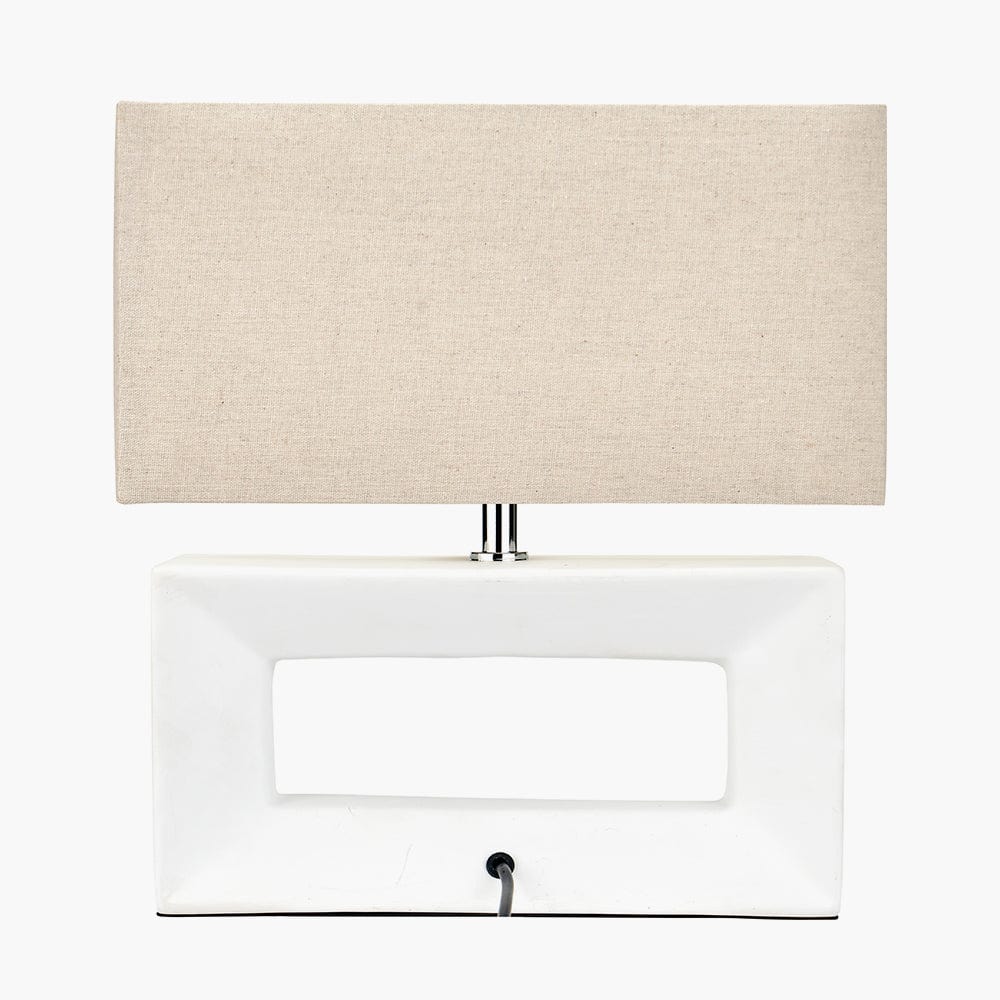 Block White Ceramic Rectangular Table Lamp.