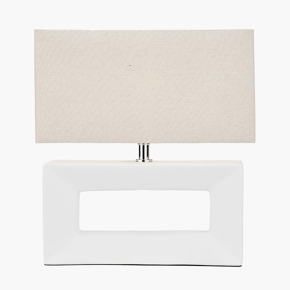 Block White Ceramic Rectangular Table Lamp.