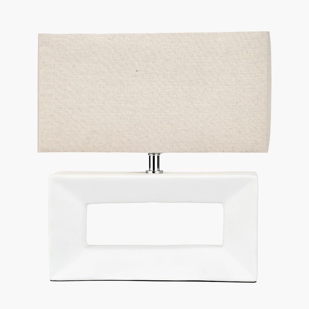 Block White Ceramic Rectangular Table Lamp.